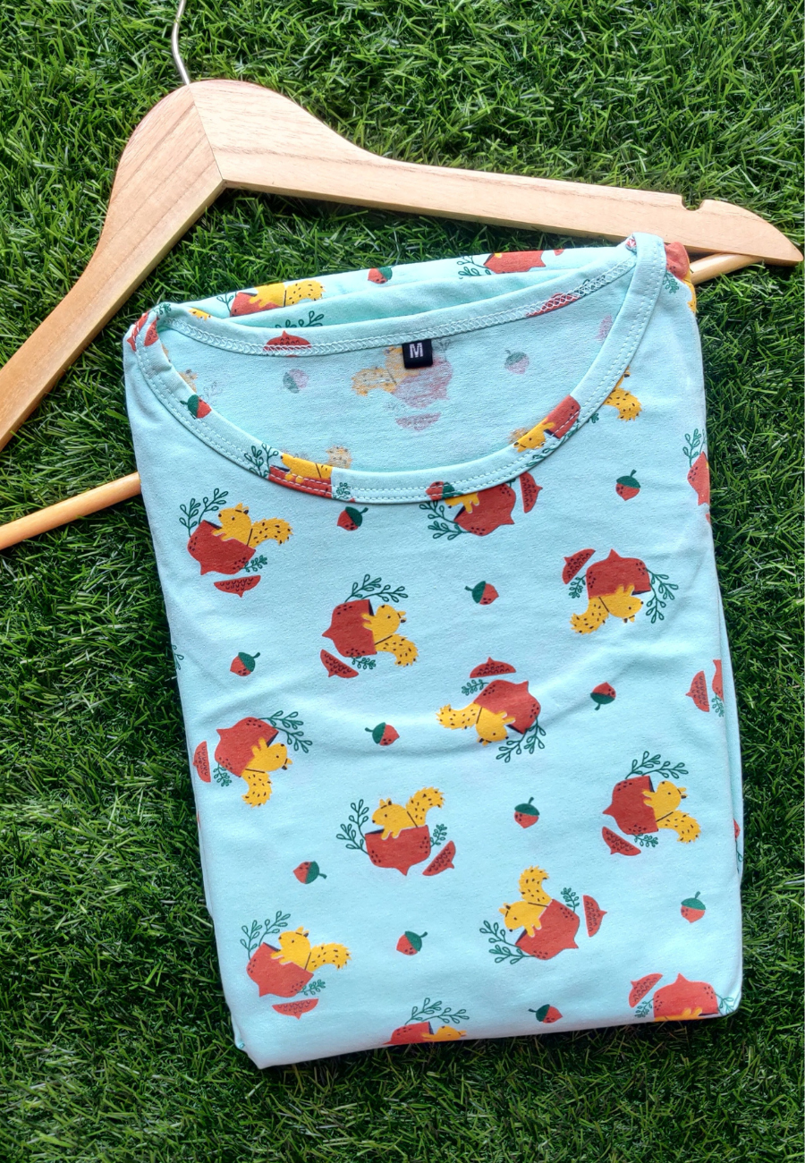 Squirrel Soft Cotton Zipless Maternity & Feeding Dress | Full Length