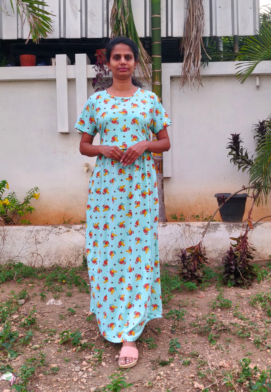 Squirrel Soft Cotton Zipless Maternity & Feeding Dress | Full Length