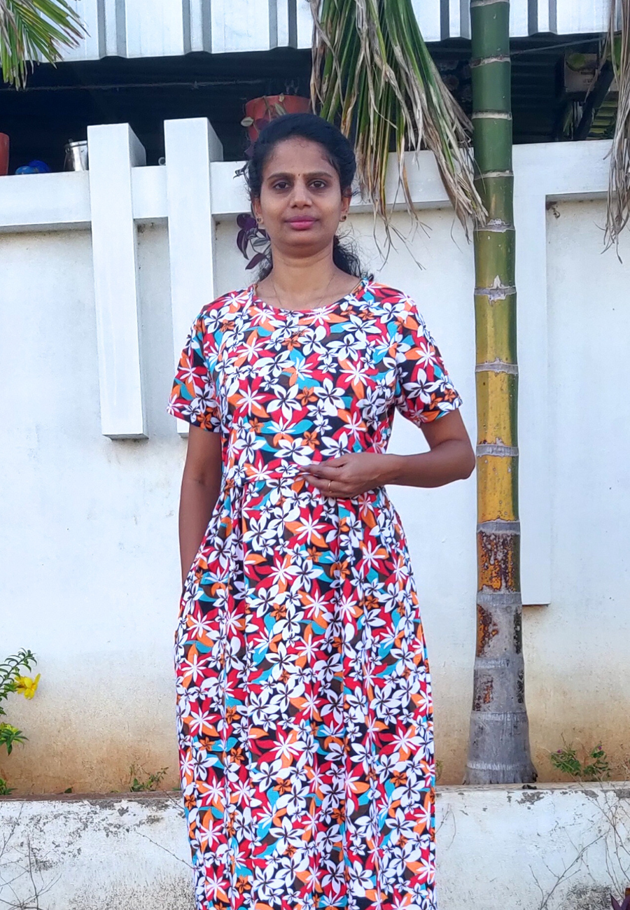 Orange Lilly Soft Cotton Zipless Maternity & Feeding Dress | Full Length