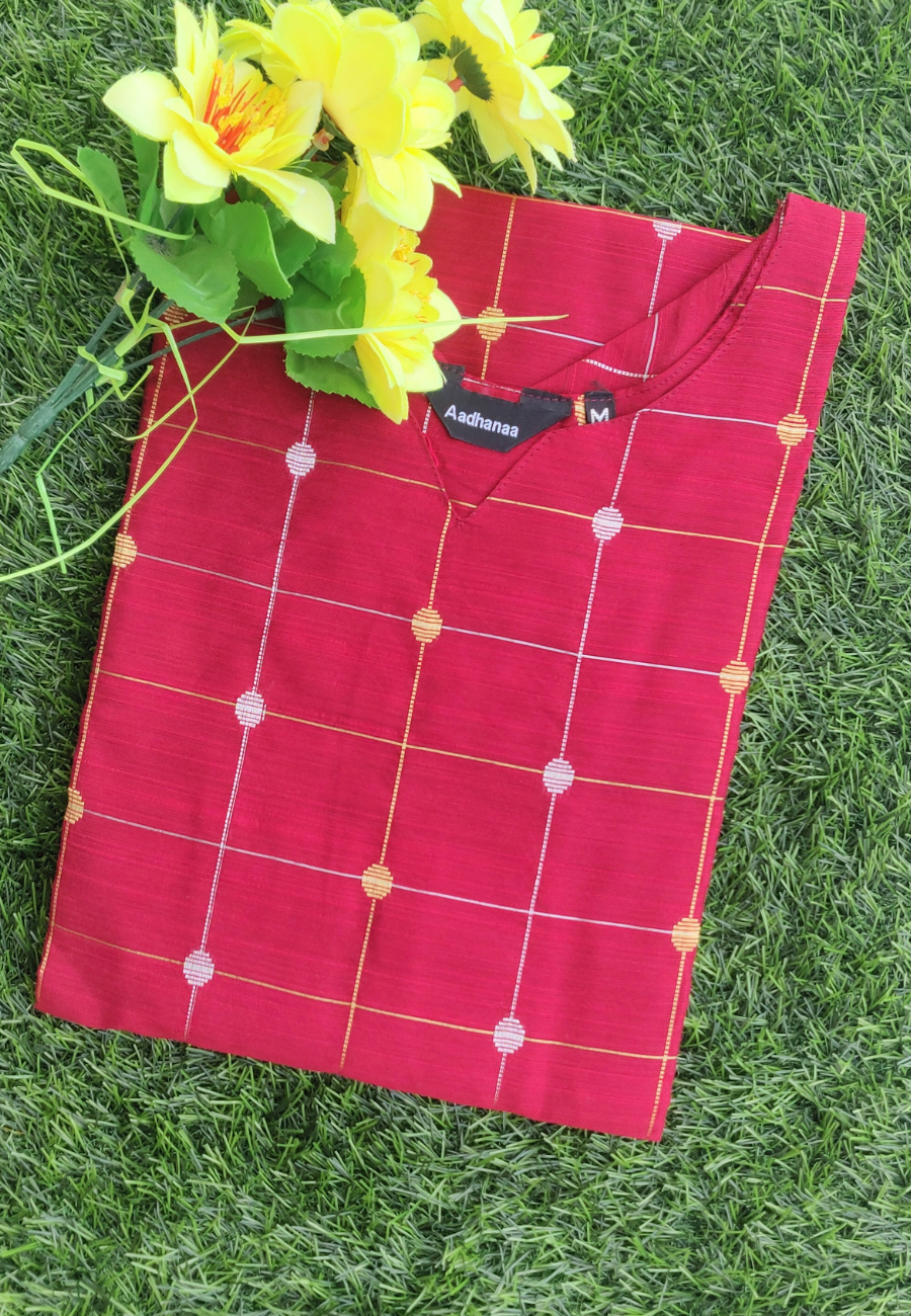 Raw Silk Kurti Red