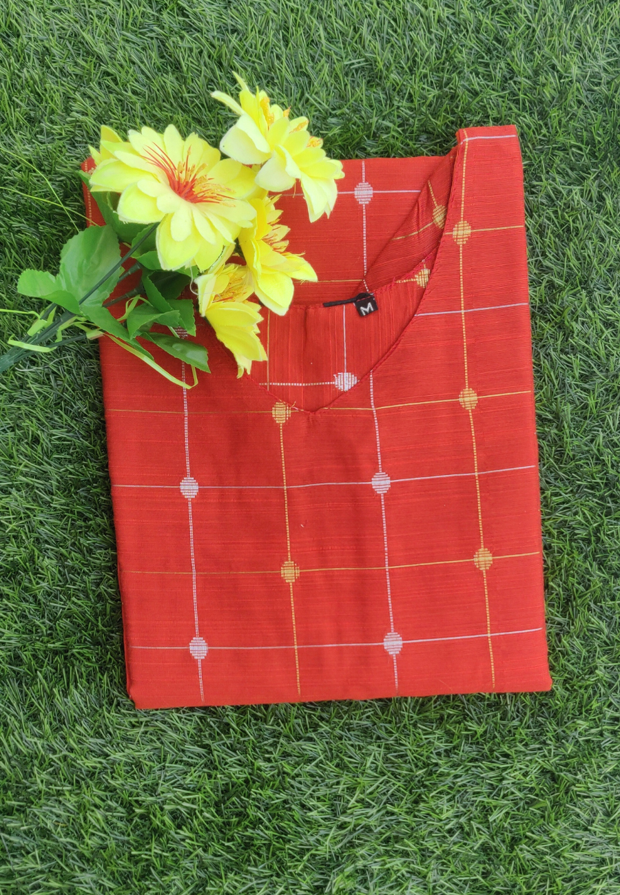 Raw Silk Kurti Rust Orange