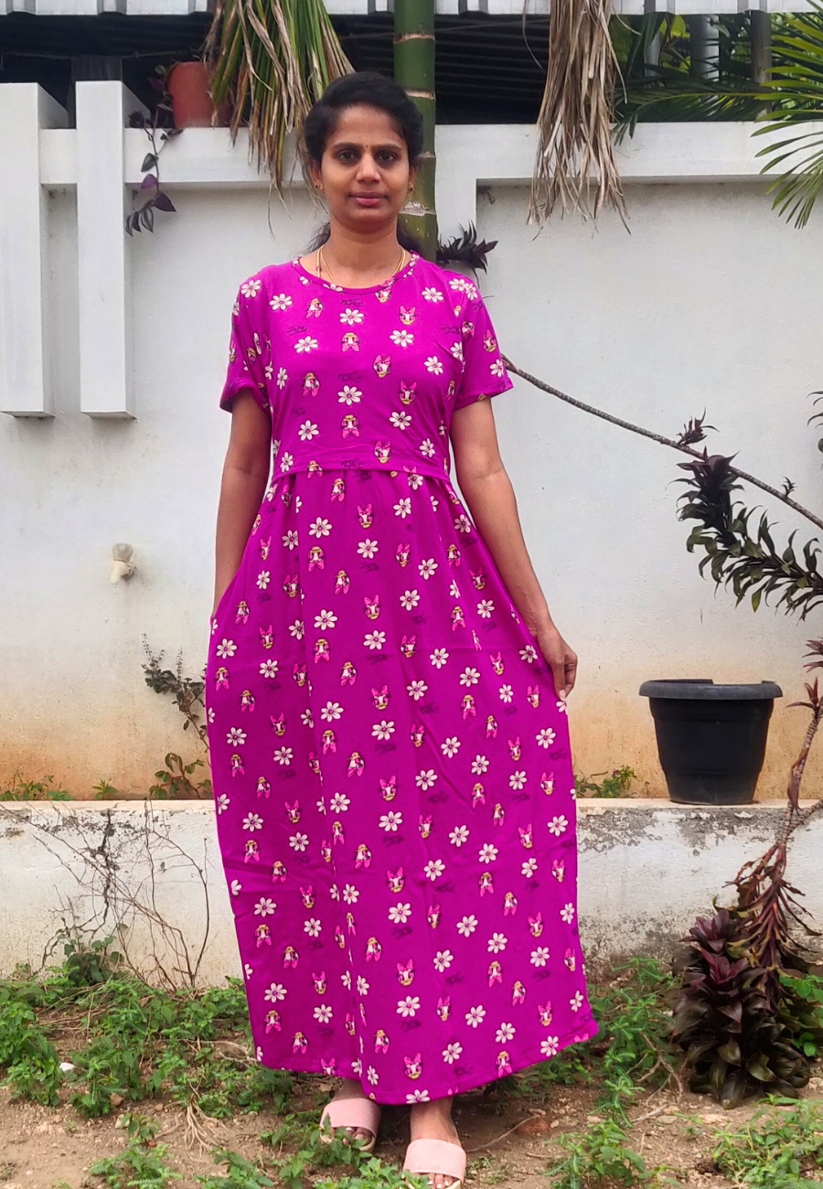 McDonauld Soft Cotton Zipless Maternity & Feeding Dress | Full Length