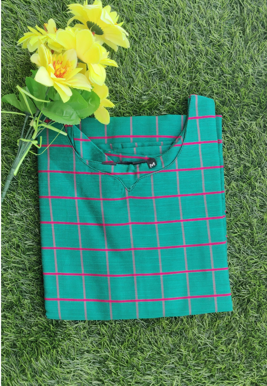 Handloom Cotton Kurti Rama Green