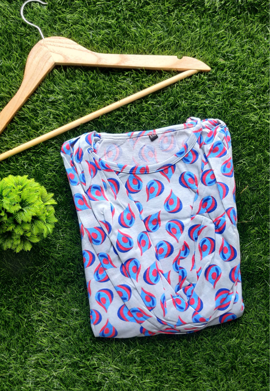 Peacock Soft Cotton Zipless Maternity & Feeding With Dupatta