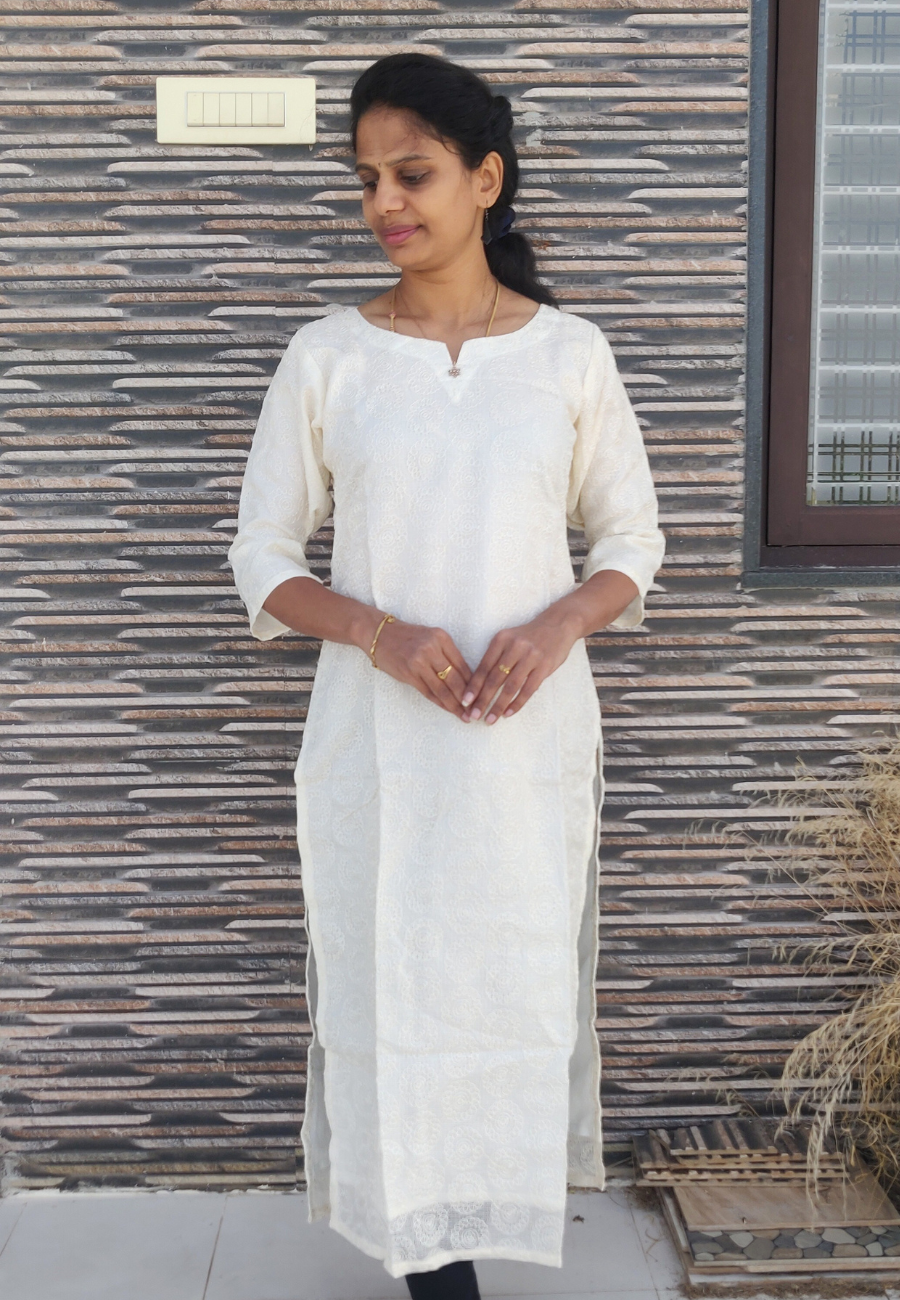 Half White Candy Kurti