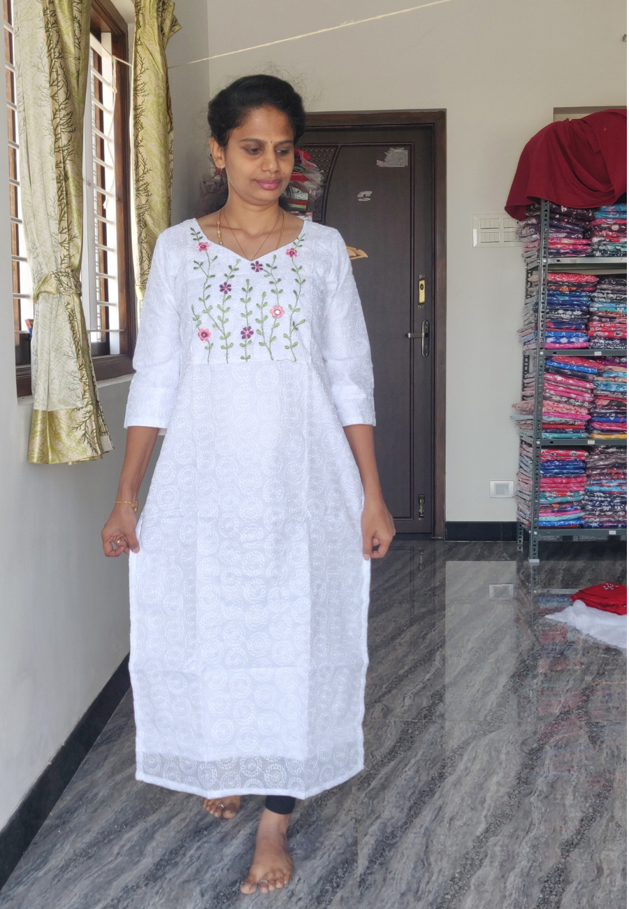 White Candy Embroidery Kurti