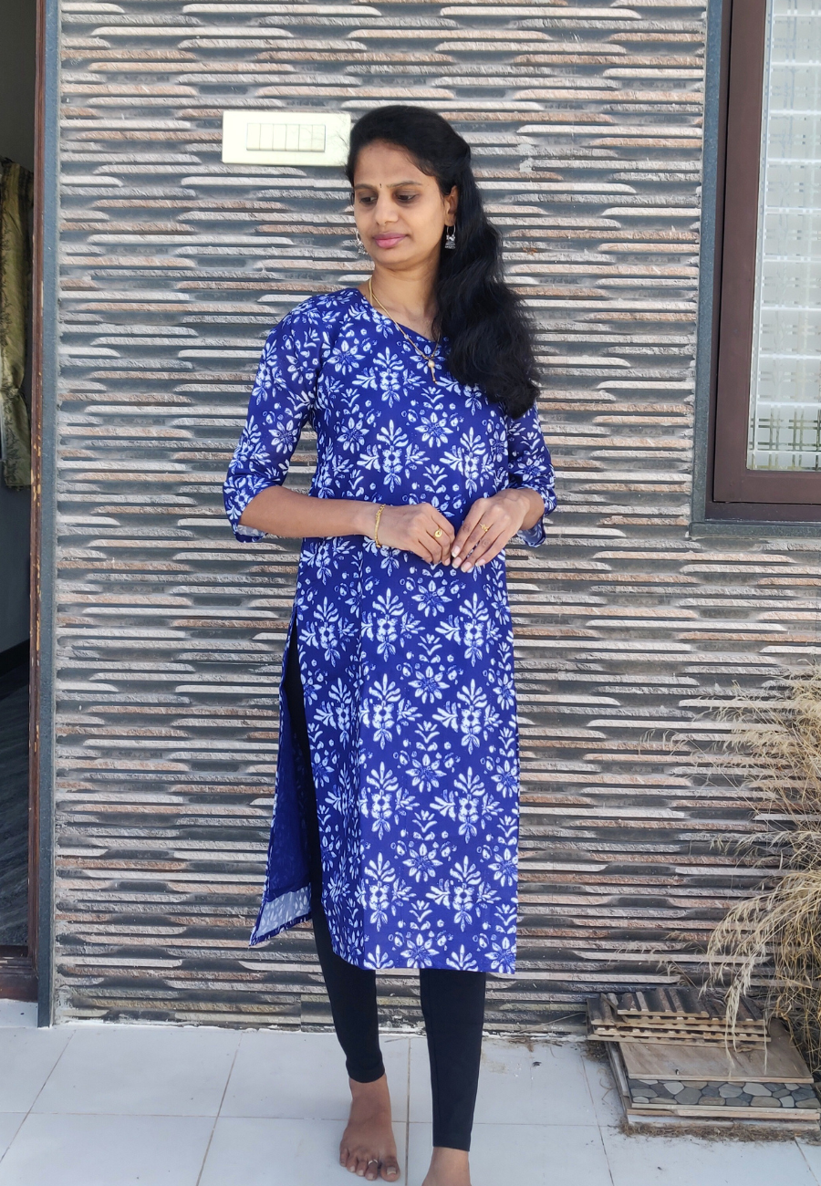 Blue Linen Cotton Kurti