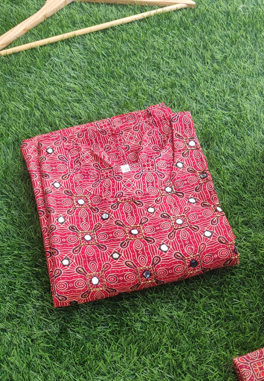 Ajrakh Red Kurti