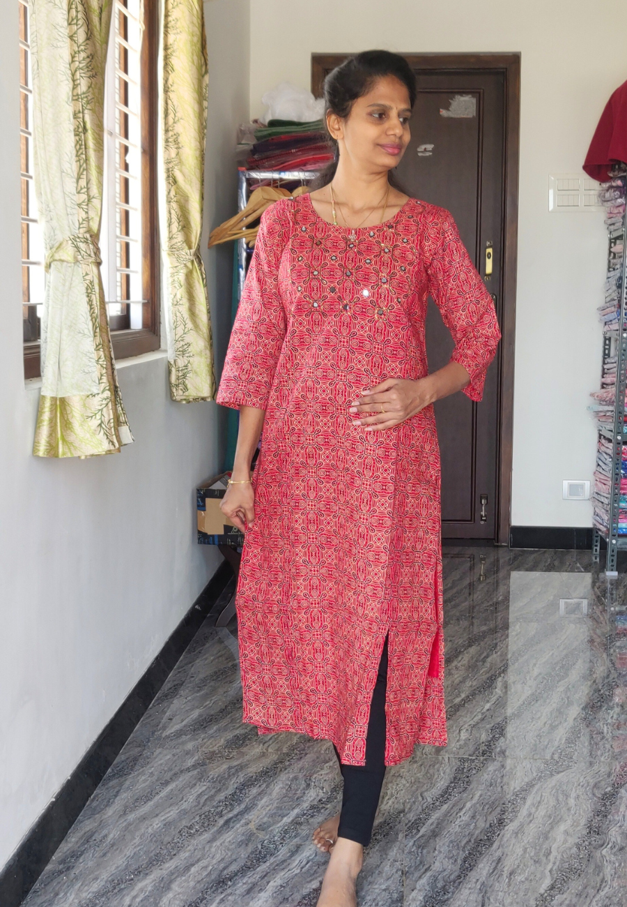Ajrakh Red Kurti