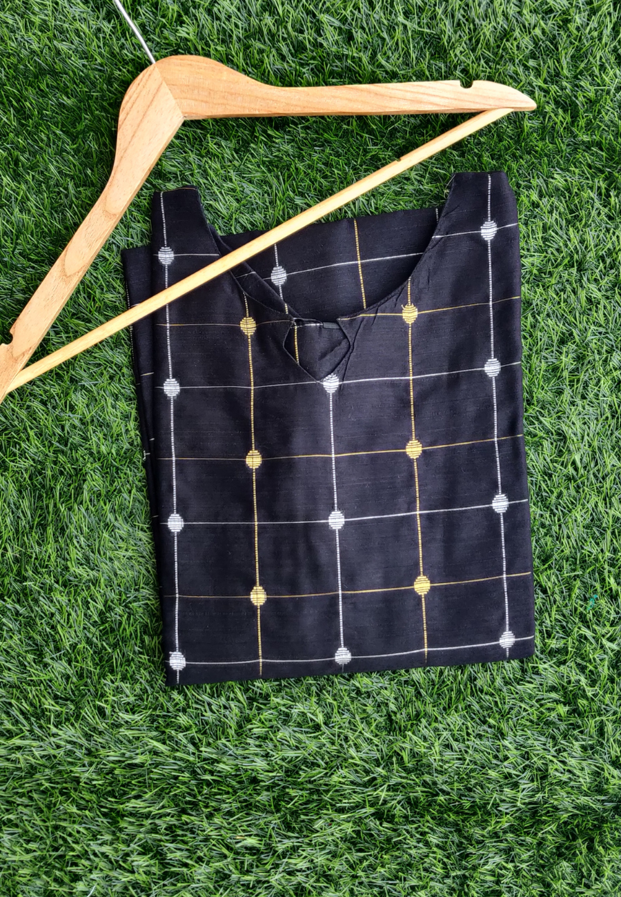 Raw Silk Kurti Black