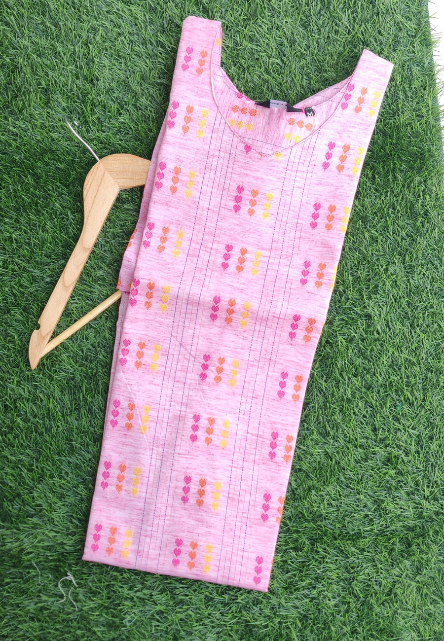 Handloom Cotton Kurti Pink Heart
