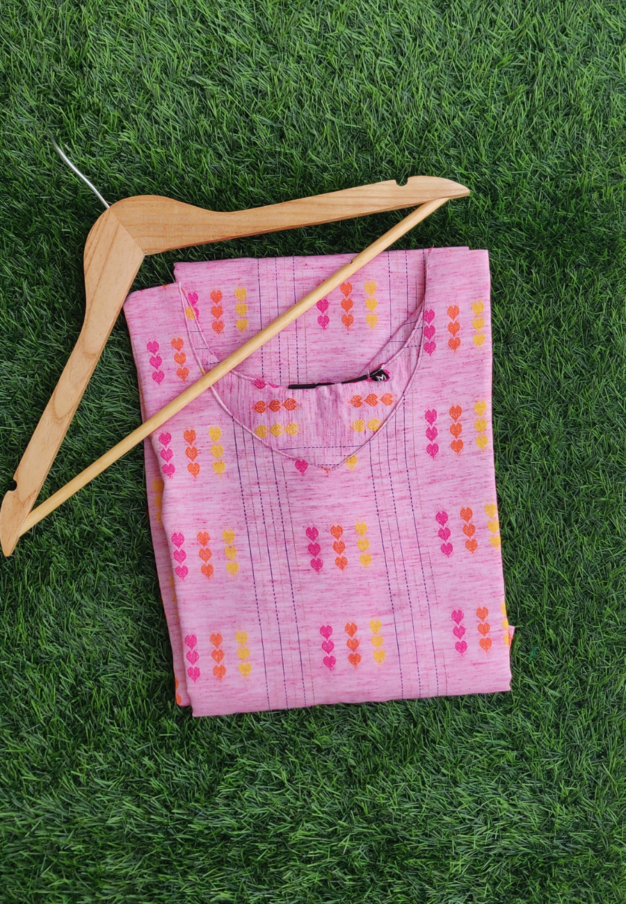 Handloom Cotton Kurti Pink Heart