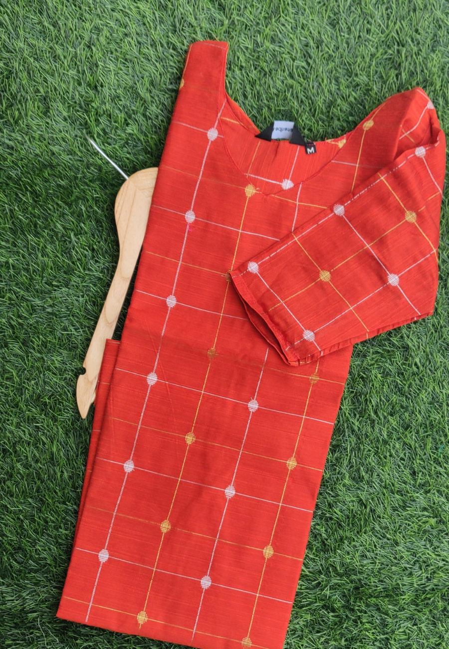 Raw Silk Kurti Rust Orange