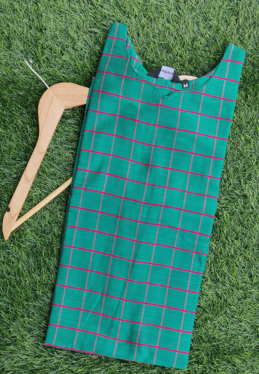 Handloom Cotton Kurti Rama Green