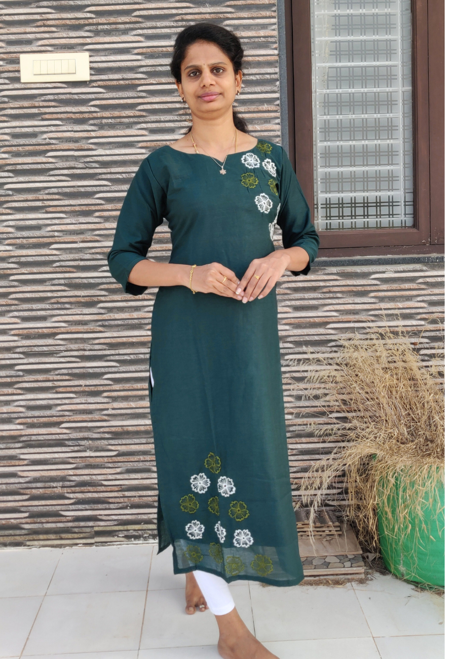 Straight Cut Flower Kurti (K1009)