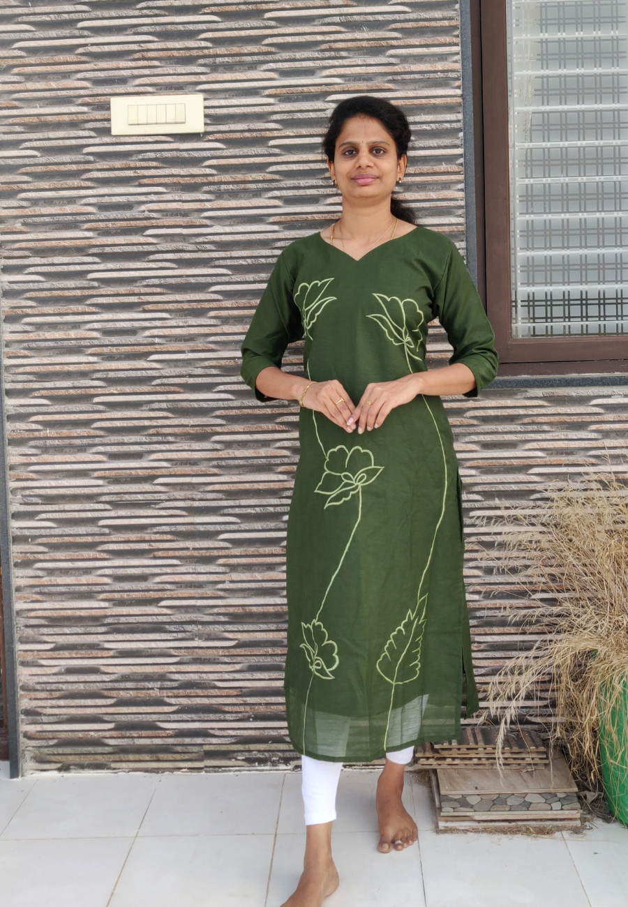 Straight Cut Leaf Kurti (K1007)