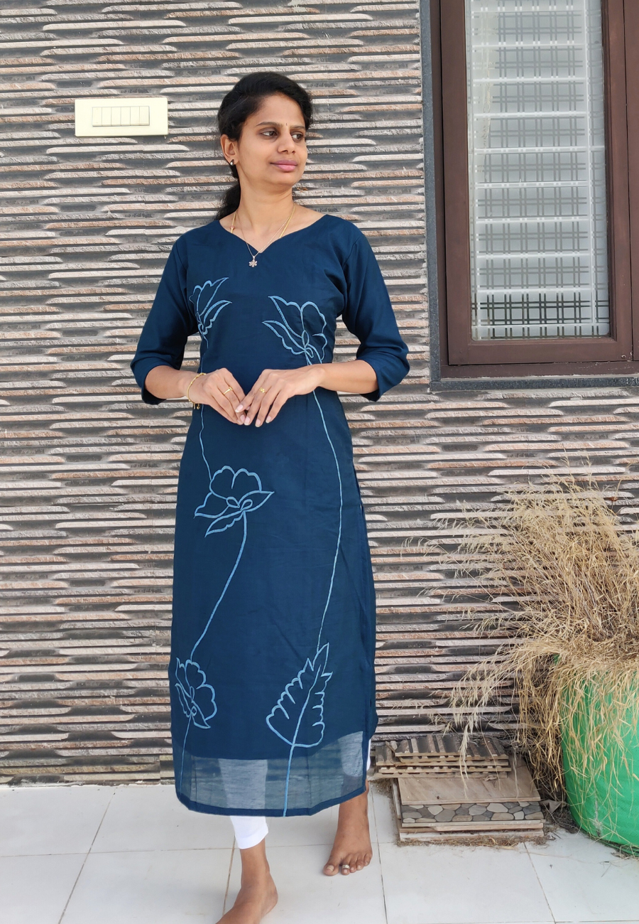 Straight Cut Leaf Kurti (K1006)