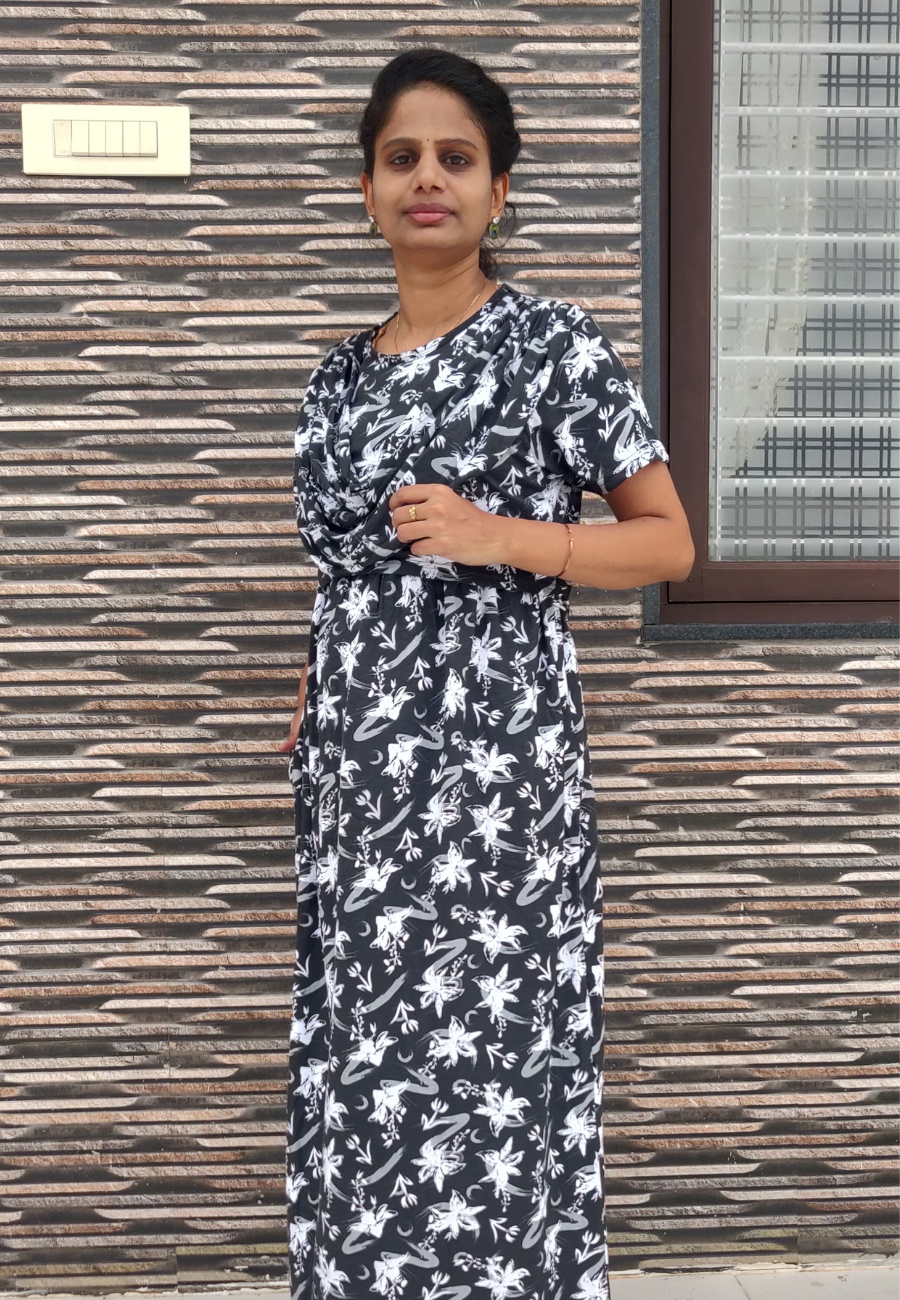 Black Soft Cotton Zipless Maternity & Feeding With Dupatta