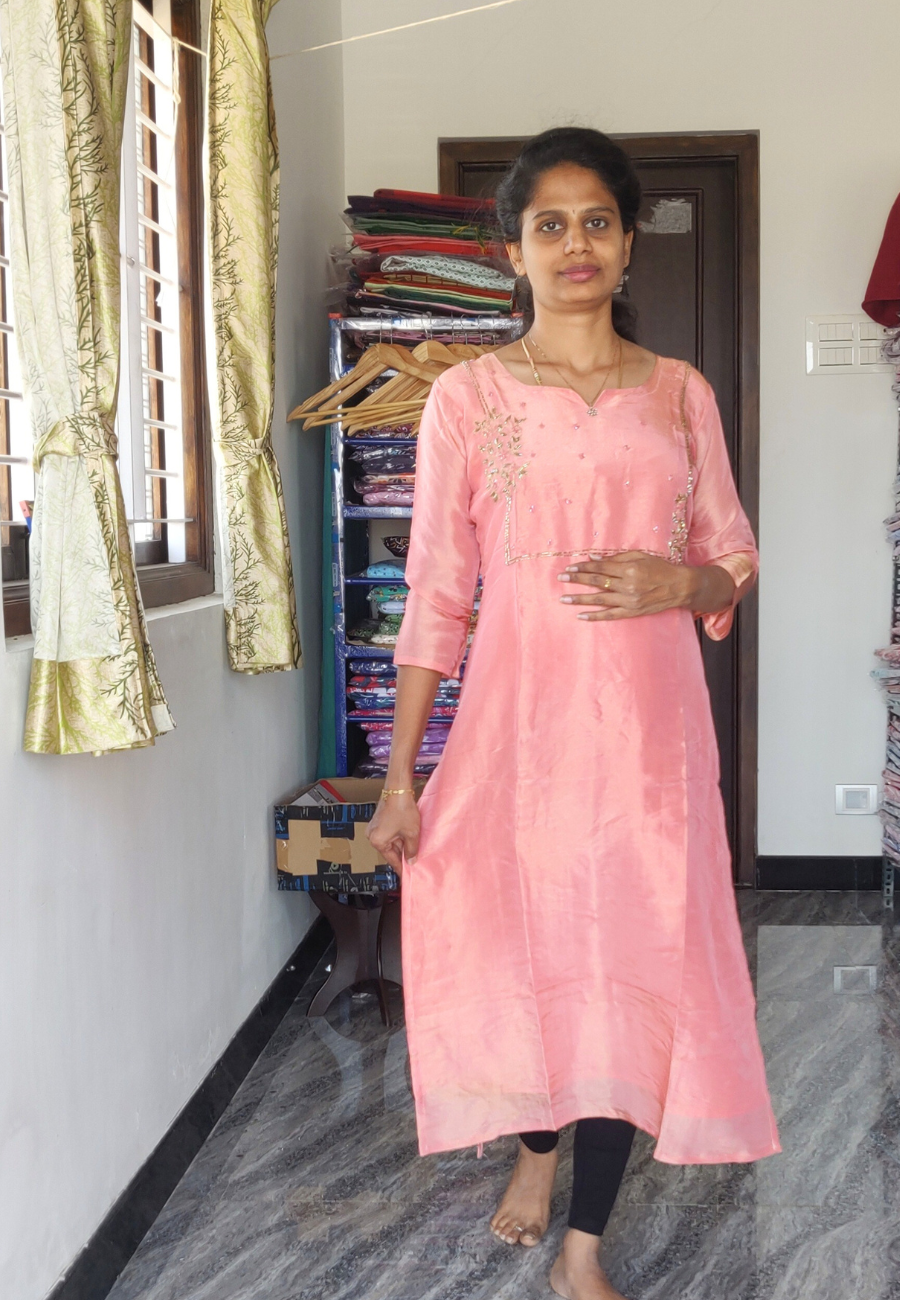 Pink Shimmer Straight Cut Kurti