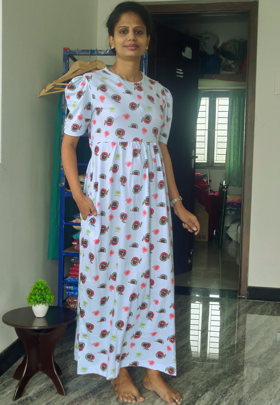 Fruits Soft Cotton Full-Length Women’s Maxi Loungewear