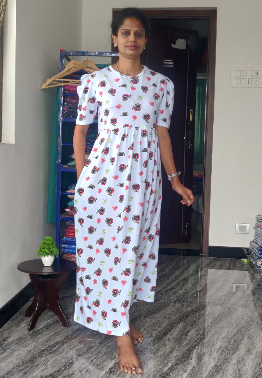 Fruits Soft Cotton Full-Length Women’s Maxi Loungewear