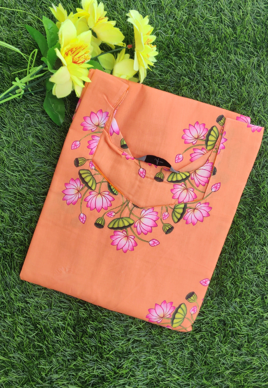 Orange Linen Cotton Kurti