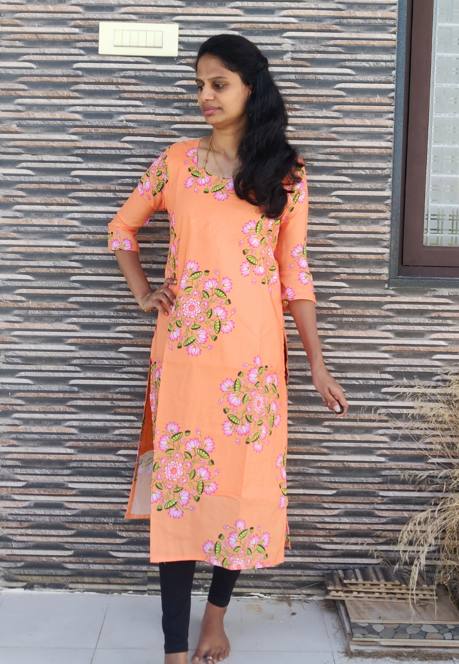 Orange Linen Cotton Kurti