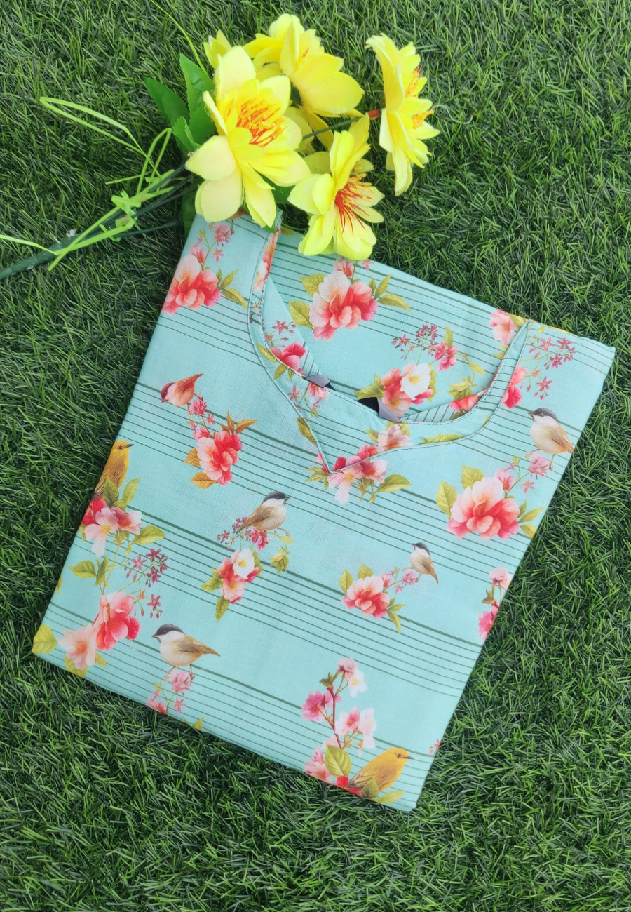 Pista Linen Cotton Kurti