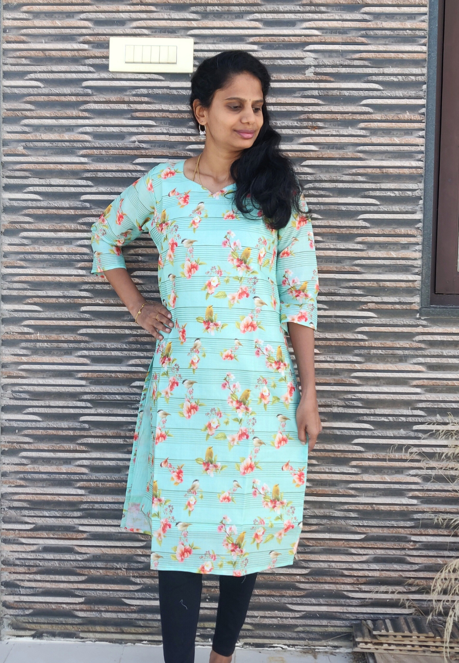Pista Linen Cotton Kurti