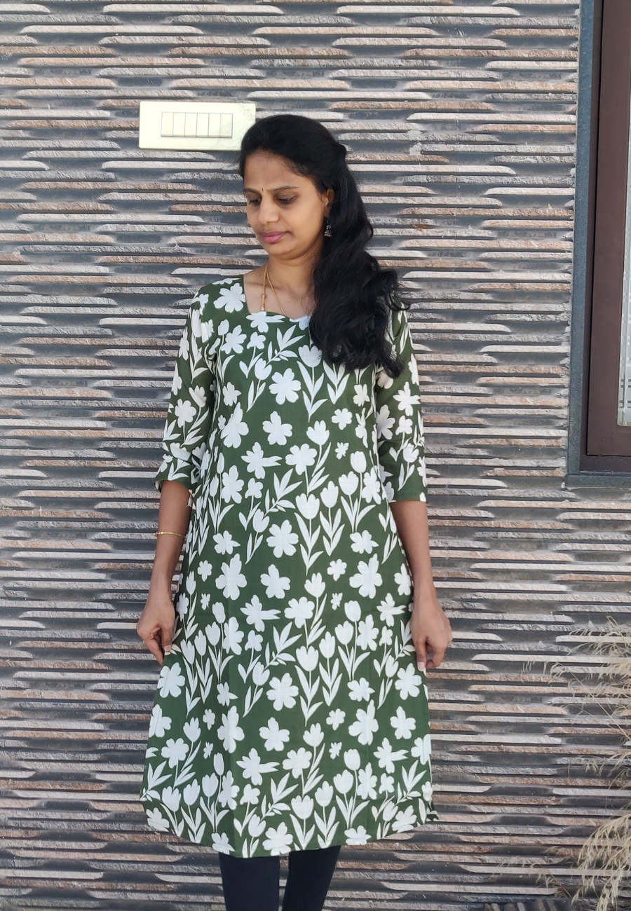 Green Linen Cotton Kurti