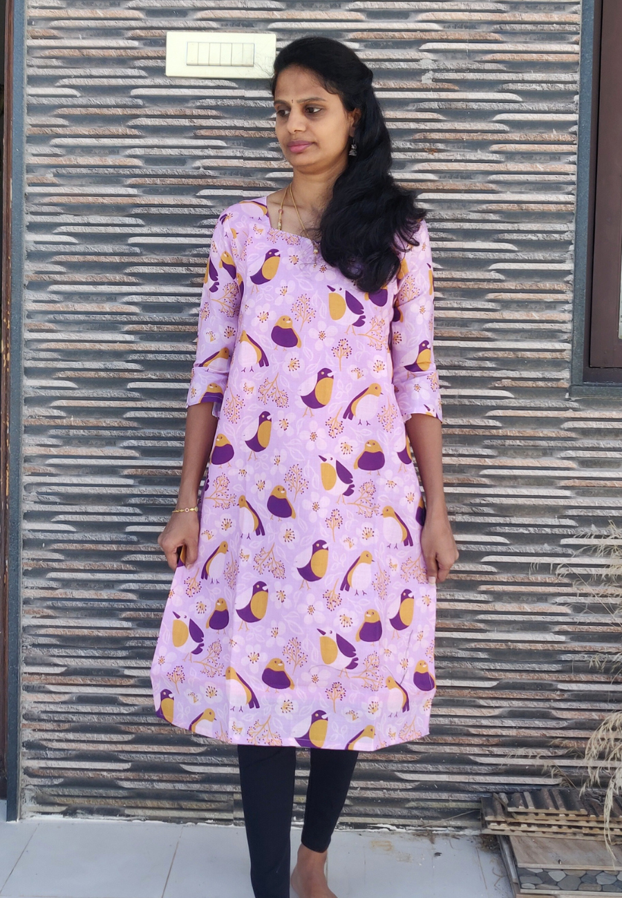 Pink Linen Cotton Kurti