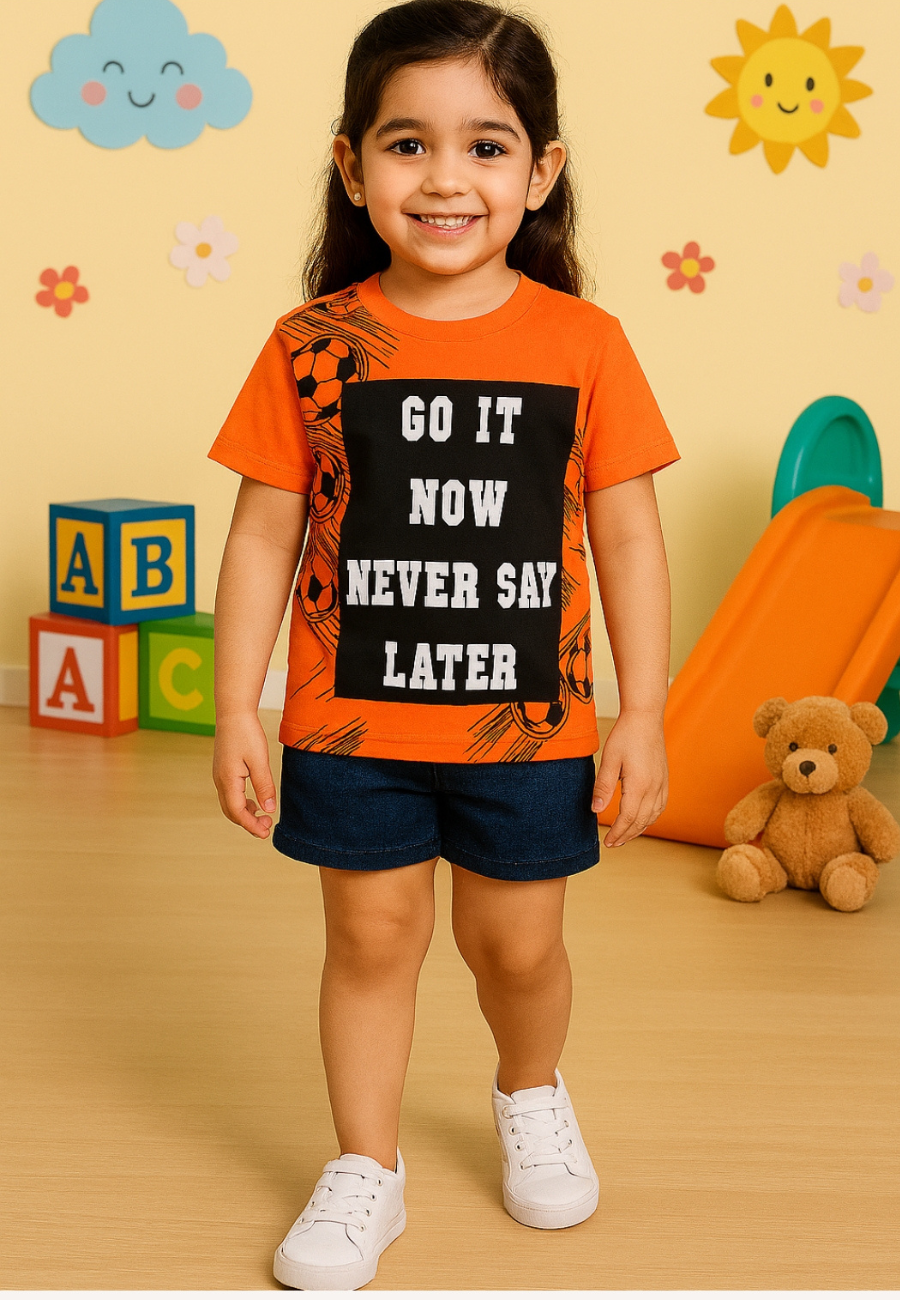 Motivational Unisex Kids Printed Cotton T-Shirts