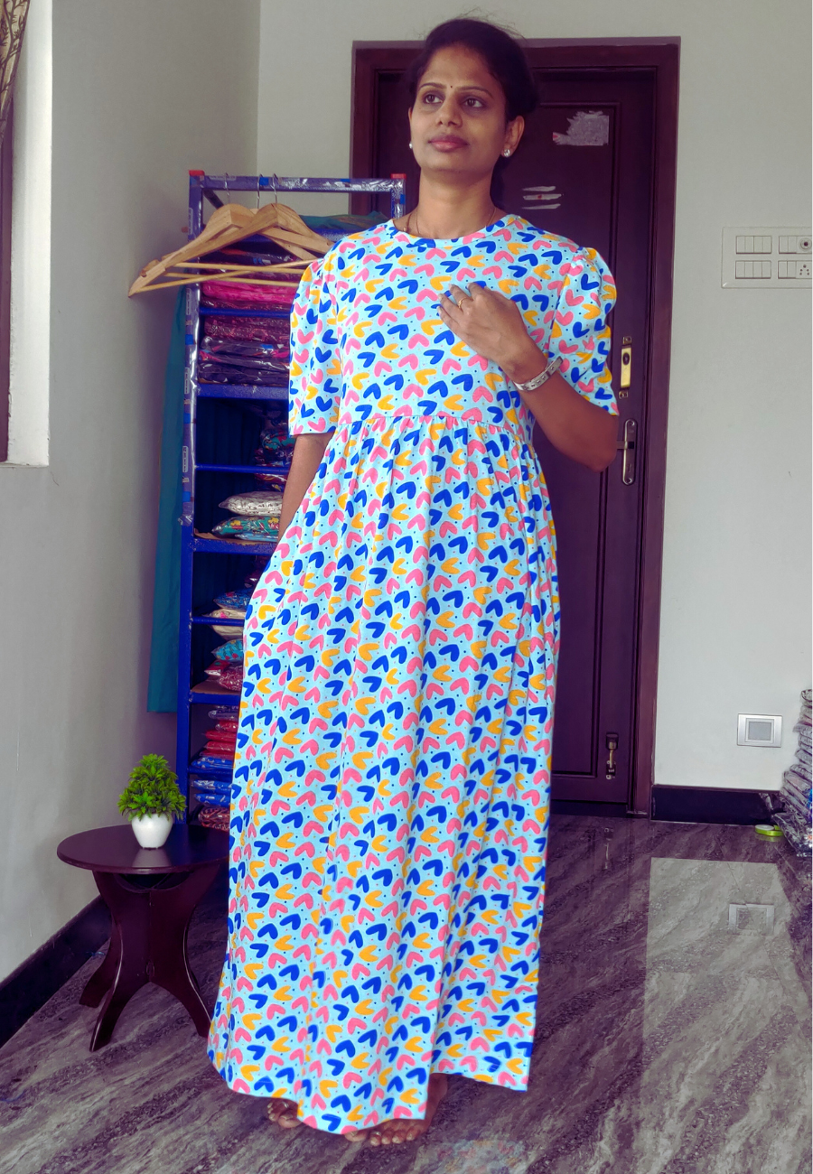 Playful Heart Soft Cotton Full Length Women's Maxi Loungewear