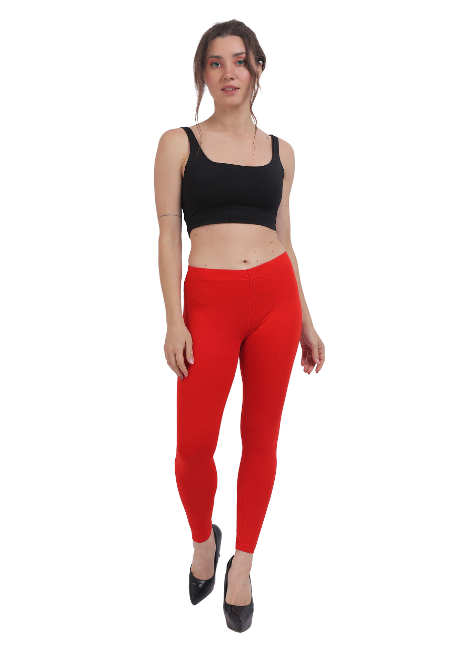 Red Ankle Length Leggings