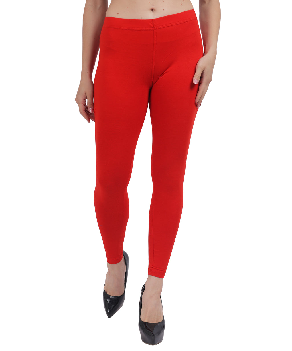 Red Ankle Length Leggings
