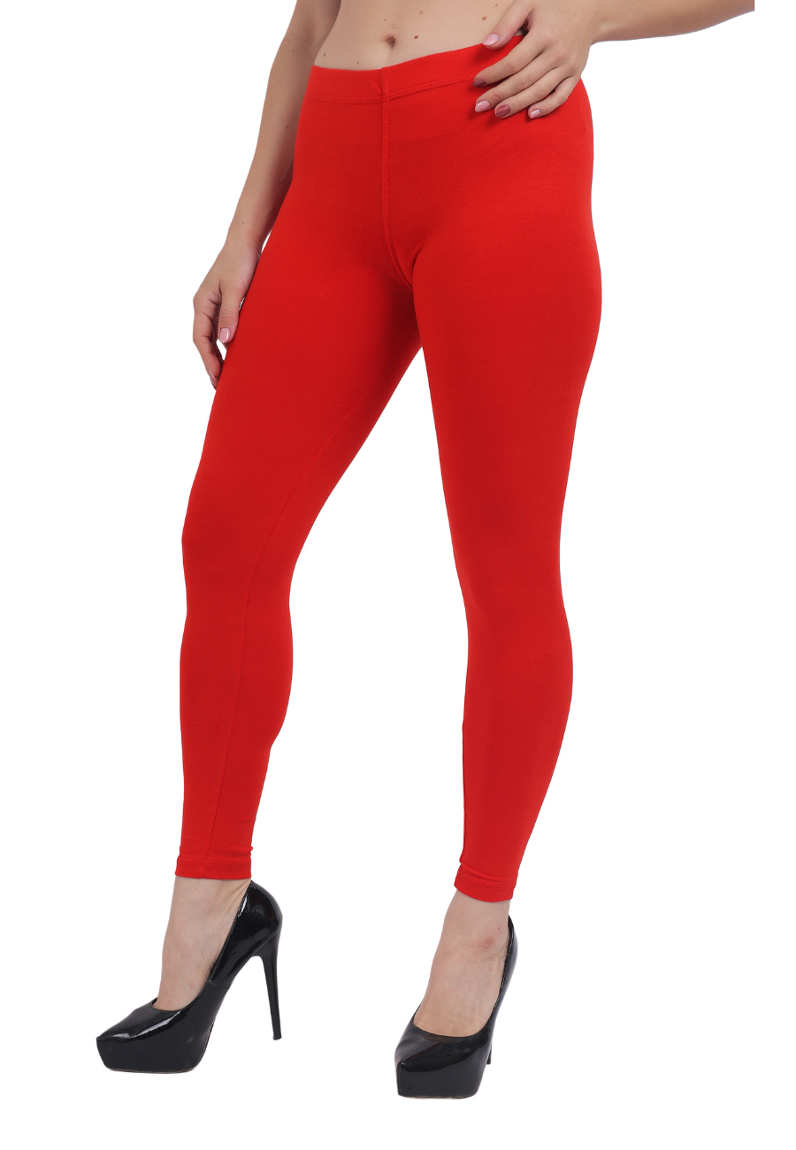 Red Ankle Length Leggings