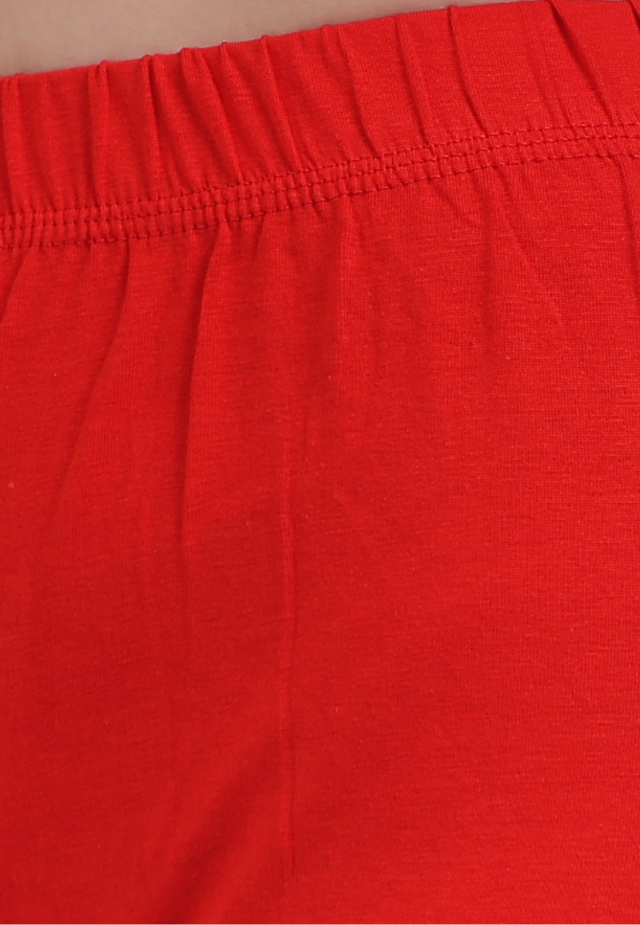 Red – Bio-Wash Cotton Full-Length Churidar Leggings for Women