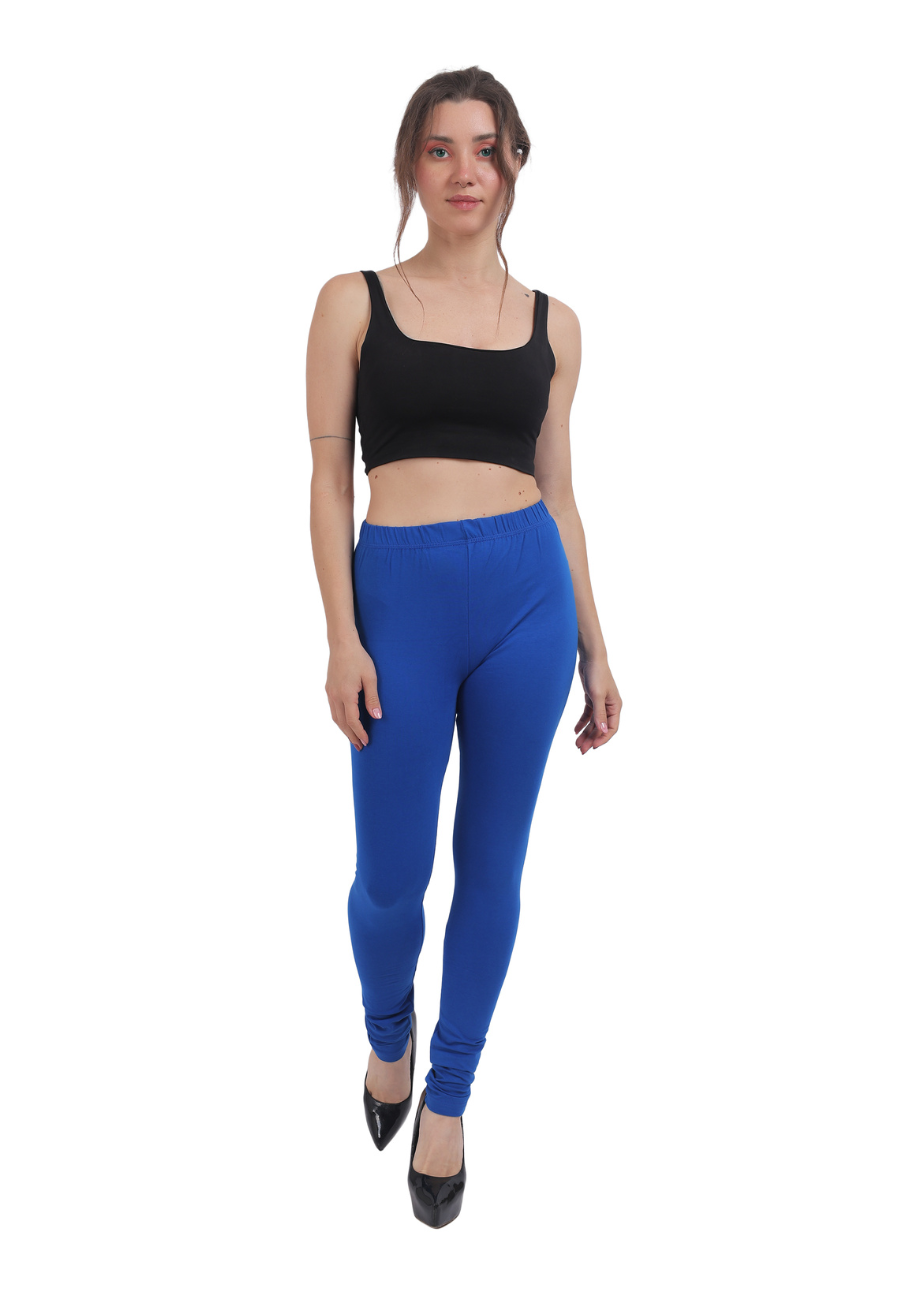 Royal Blue – Bio-Wash Cotton Full-Length Churidar Leggings for Women