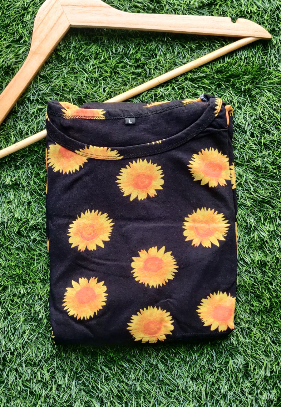 Sunflower Soft Cotton Zipless Maternity & Feeding Dress | Puff Sleeve