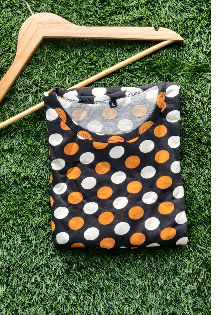 Yellow Dot Soft Cotton Zipless Maternity & Feeding Dress | Puff Sleeve
