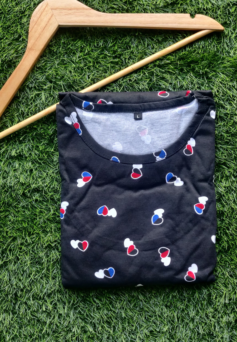 Pepsi Heart Soft Cotton Zipless Maternity & Feeding Dress | Puff Sleeve