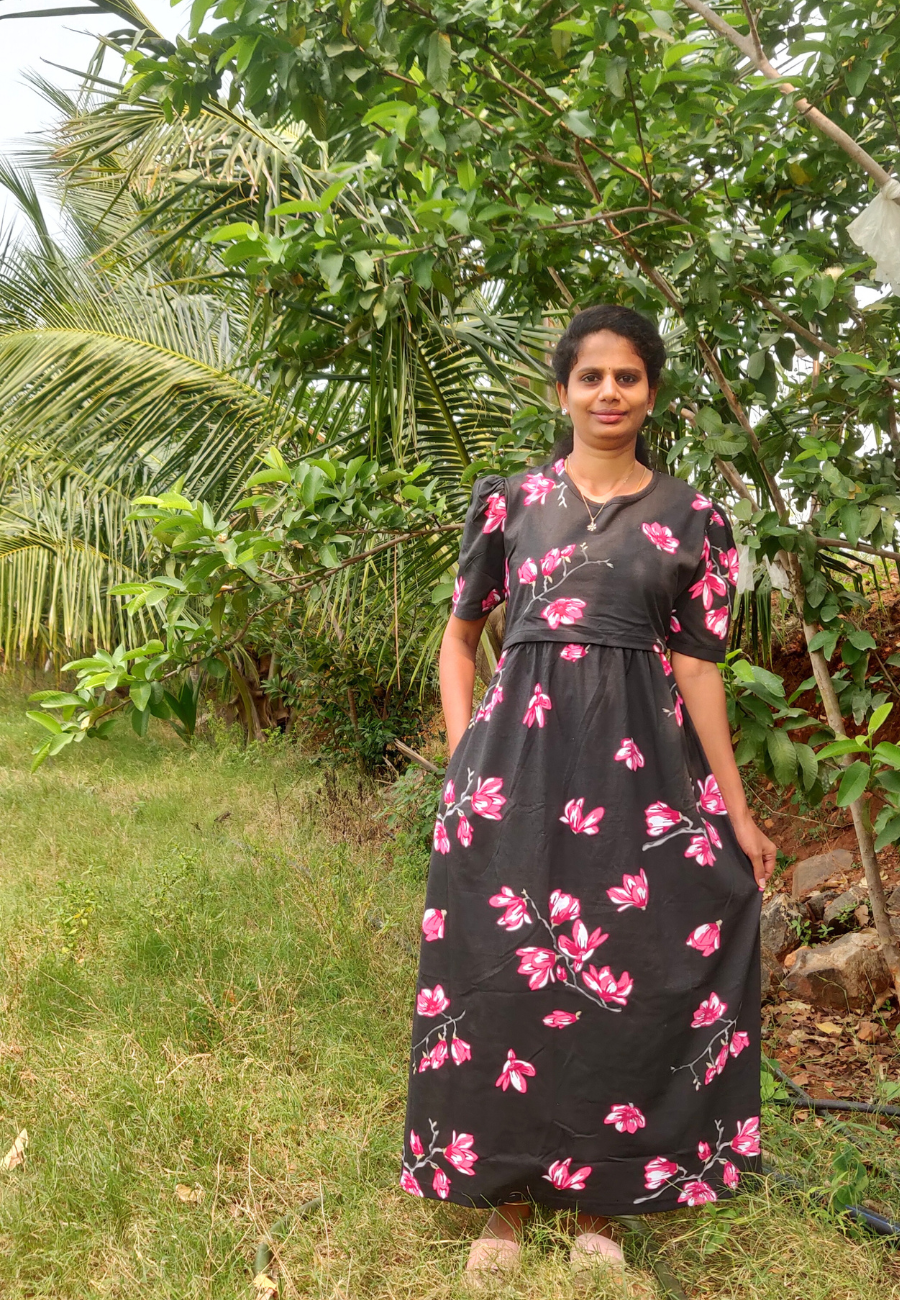 Agathi Soft Cotton Zipless Maternity & Feeding Dress | Puff Sleeve