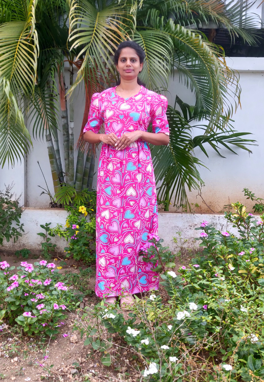 Vibrant Pink Heart Soft Cotton Zipless Maternity & Feeding Dress | Puff Sleeve