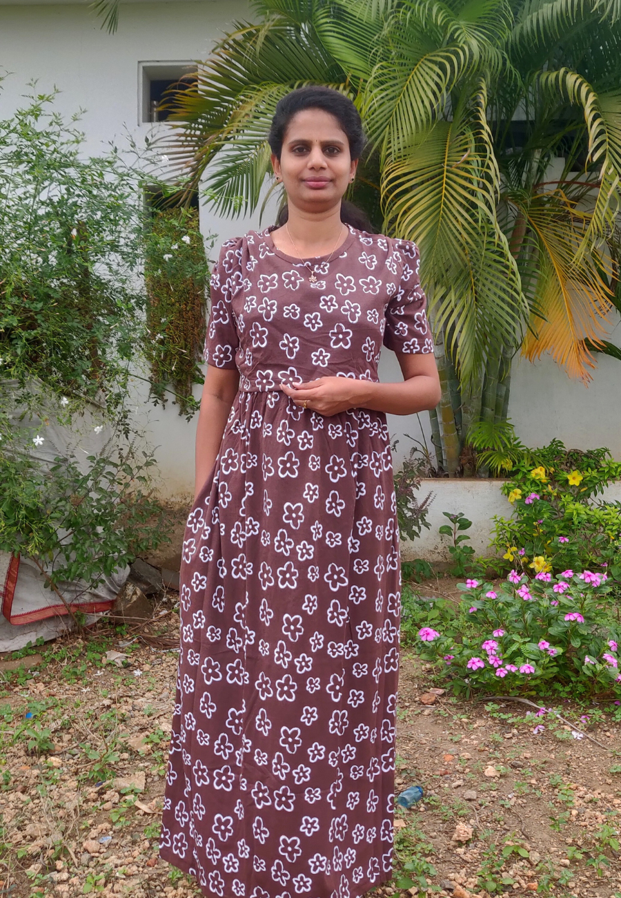 Coffee Floral Soft Cotton Zipless Maternity & Feeding Dress | Puff Sleeve