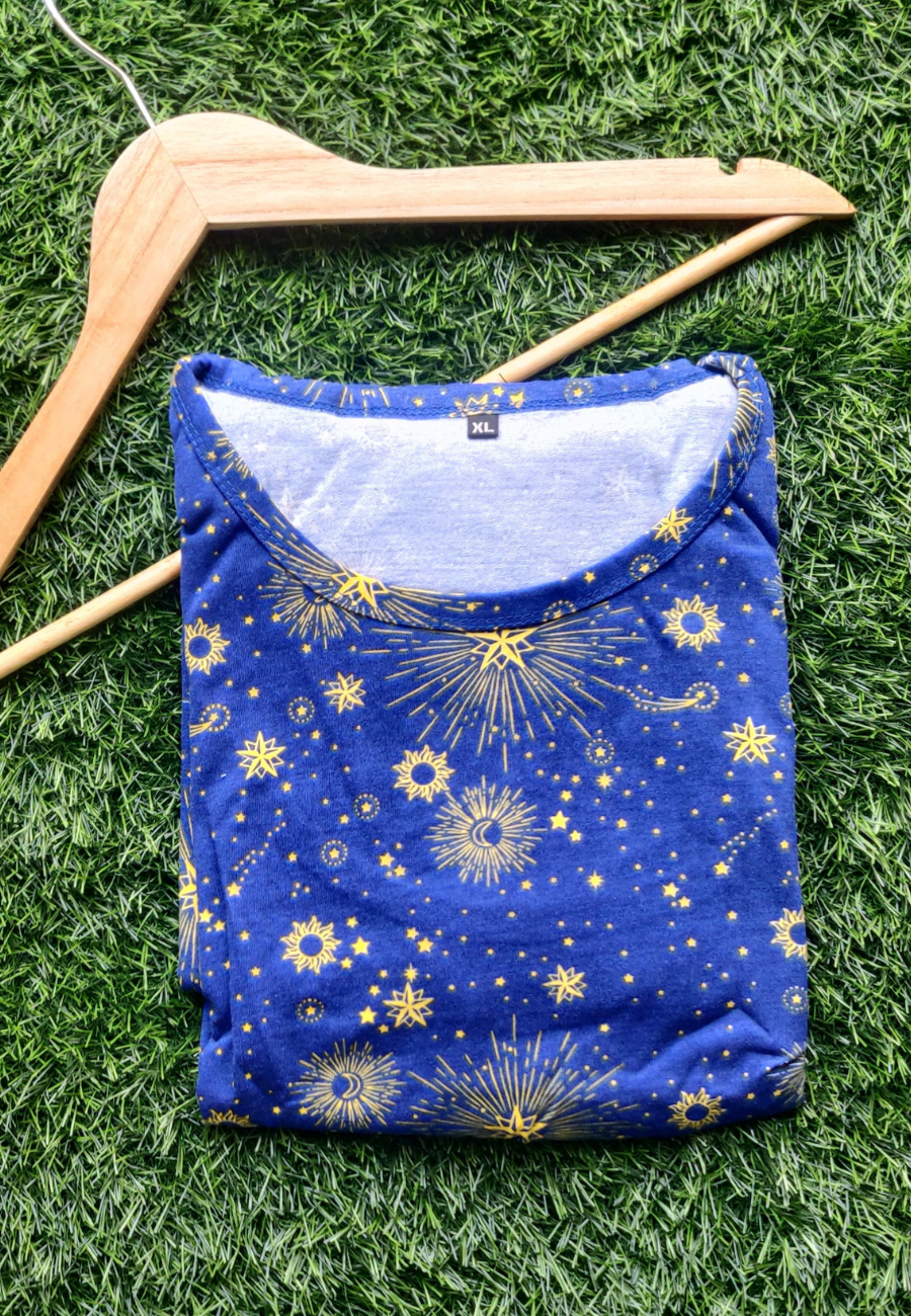 Blue Sun Soft Cotton Zipless Maternity & Feeding Dress | Puff Sleeve