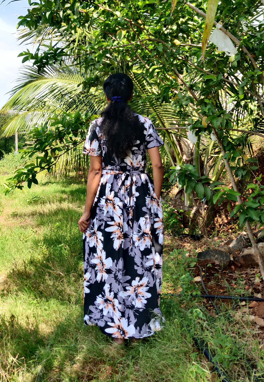 Black Crescent Soft Cotton Zipless Maternity & Feeding Dress | Full Length