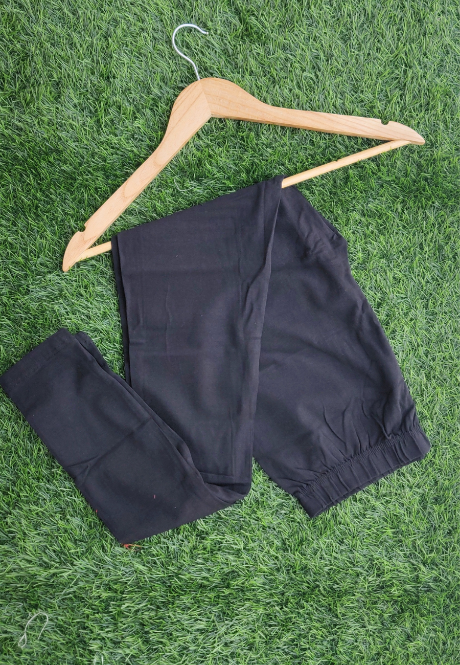 Black – Bio-Wash Cotton Full-Length Churidar Leggings for Women