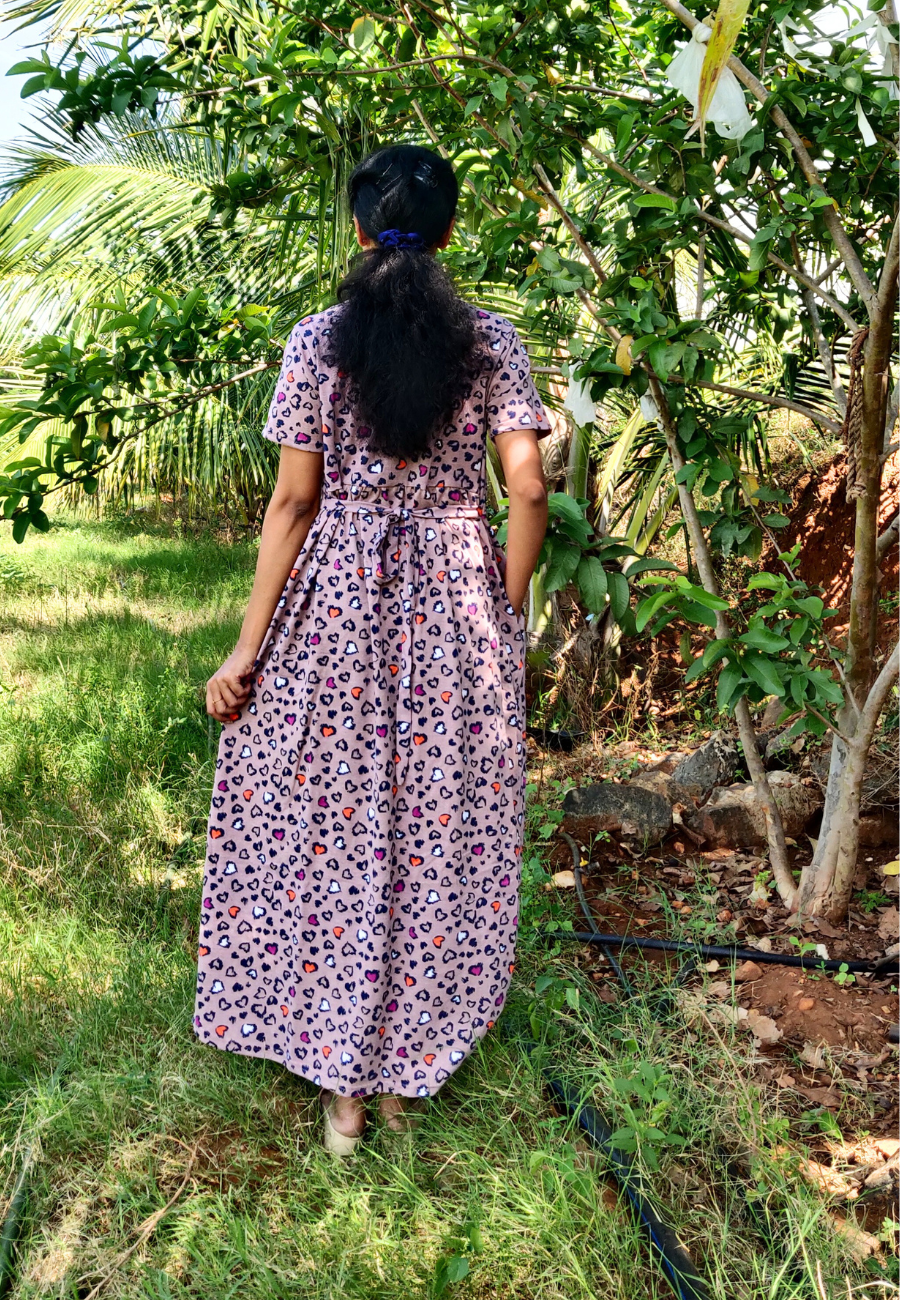 Cheetah  Soft Cotton Zipless Maternity & Feeding Dress | Full Length