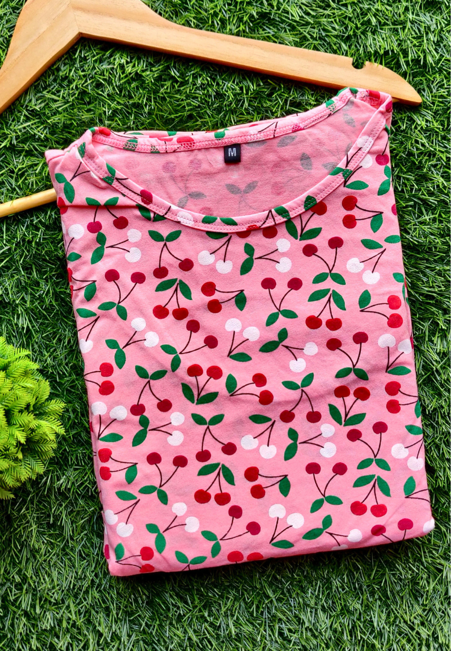 Cherry Red Soft Cotton Zipless Maternity & Feeding Dress | Full Length
