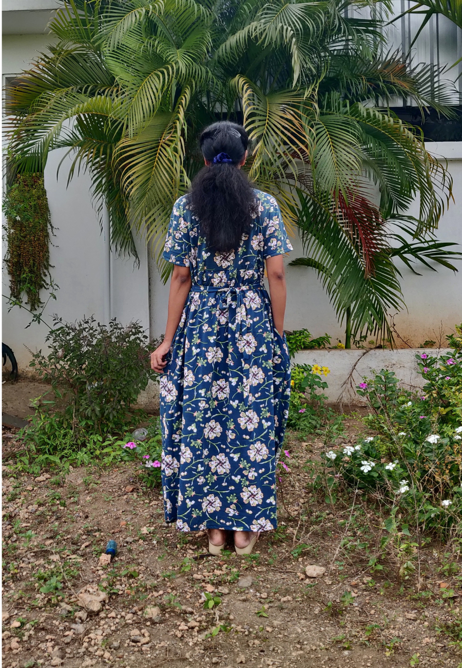 Dark Green Soft Cotton Zipless Maternity & Feeding Dress | Full Length